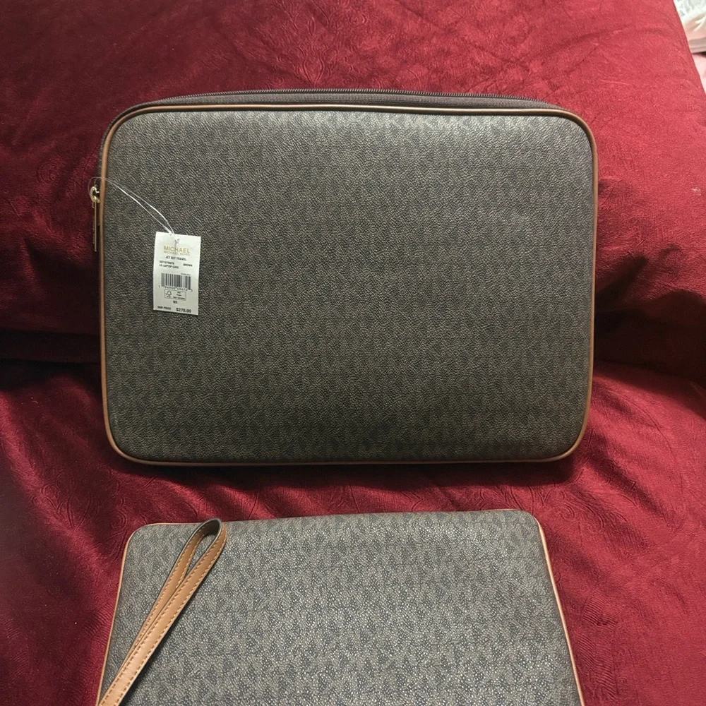 Michael Kors Black and Brown Men's Laptop Bag Set
